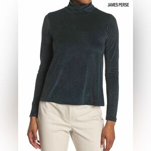 James Perse Emerald Velvet Turtleneck
